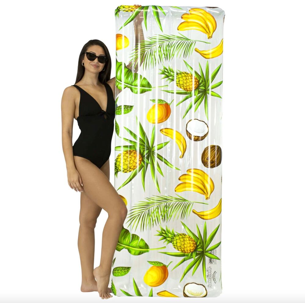 PoolCandy NEW Deluxe Inflatable Pool Raft Tropical Fruit Print 74"